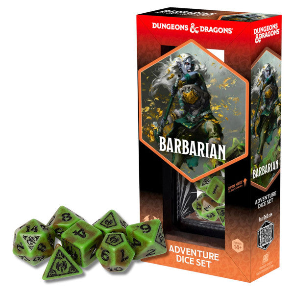 Dice - Sirius - Polyhedral RPG Set (14 ct.) - 16mm - Adventure Dice - Barbarian Green/Brown