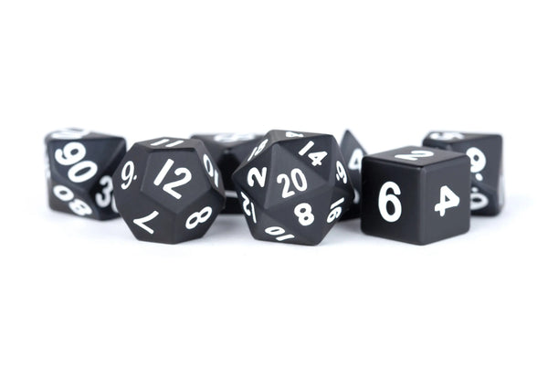 Dice - Metallic Dice Games - Polyhedral Set (7 ct.) - 16mm - Metal Black/White