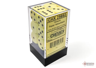 Dice - Chessex - D6 Set (12 ct.) - 16mm - Opaque - Pastel Yellow/Black