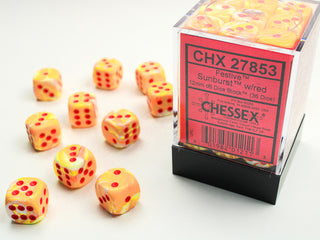 Dice - Chessex - D6 Set (36 ct.) - 12mm - Festive - Sunburst/Red