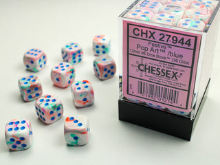 Dice - Chessex - D6 Set (36 ct.) - 12mm - Festive - Pop Art/Blue