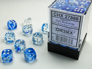 Dice - Chessex - D6 Set (36 ct.) - 12mm - Nebula - Dark Blue/White/Black