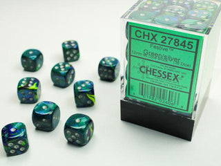 Dice - Chessex - D6 Set (36 ct.) - 12mm - Festive - Green/Silver
