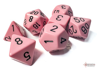Dice - Chessex - Polyhedral Set (7 ct.) - 16mm - Opaque - Pastel Pink/Black