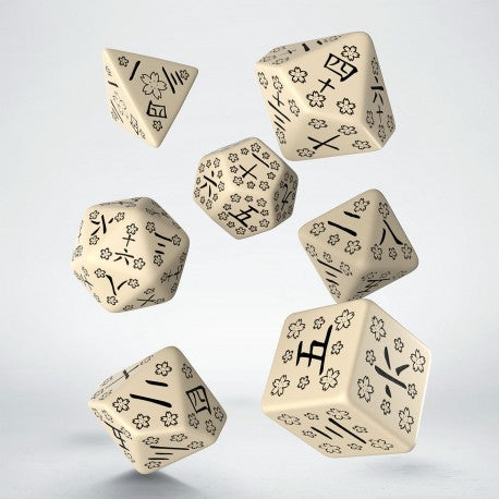 Dice - Q-Workshop - Polyhedral Set (7 ct.) - 16mm - Japanese Dice Set - Last Words Stone