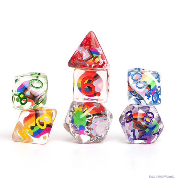 Dice - Sirius - Polyhedral RPG Set (7 ct.) - 16mm - D&D Progress Pride (Unlimited)