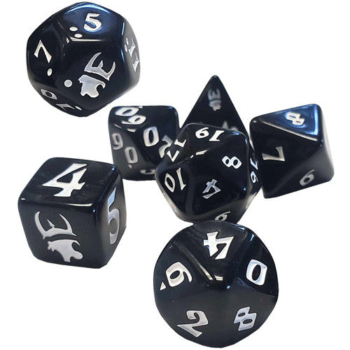 Dice - Steve Jackson Games - Polyhedral Set (7 ct.) - 16mm - Black/White