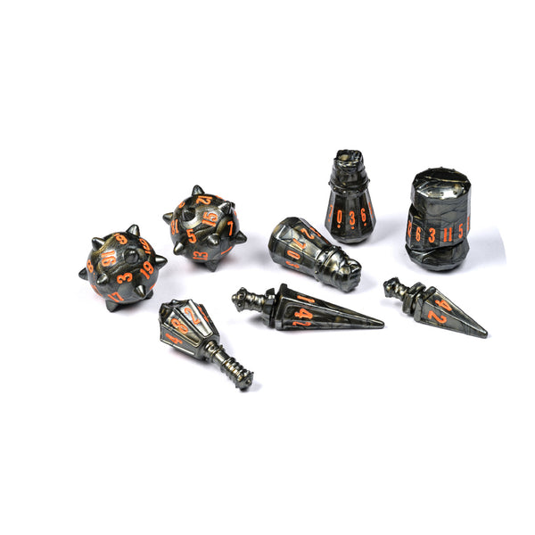 Dice - PolyHero Dice - Polyhedral Set (8 ct.) - The Warrior - Steel Grey