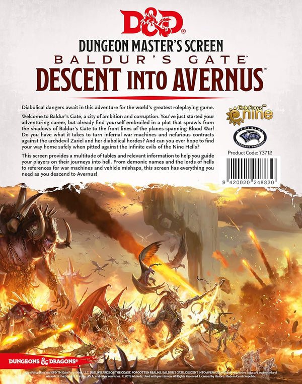 D&D RPG - DM Screen - Baldur's Gate - Descent into Avernus Dungeon Master's Screen