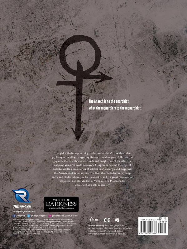Vampire: The Masquerade (5th Edition) RPG - Anarch Sourcebook
