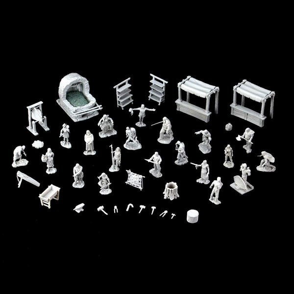 WizKids Deep Cuts Unpainted Miniatures - Townspeople & Accessories