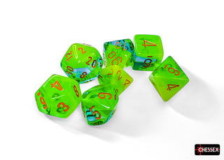 Dice - Chessex - Polyhedral Set (7 ct.) - 16mm - Gemini - Plasma Green-Teal/Orange