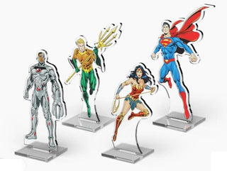 DC Comics - DC Deck-Building Game - 2DZ Acrylic Standees - Pack 2 - Superman/Wonder Woman/Aqua Man/Cyborg