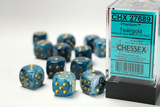 Dice - Chessex - D6 Set (12 ct.) - 16mm - Phantom - Teal/Gold