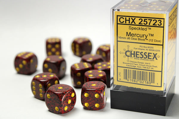 Dice - Chessex - D6 Set (12 ct.) - 16mm - Speckled - Mercury