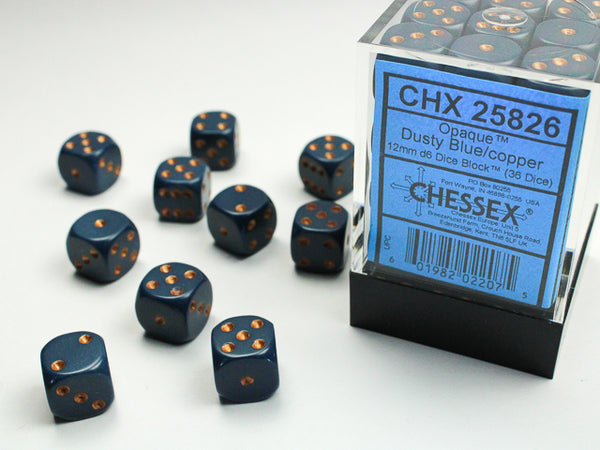 Dice - Chessex - D6 Set (36 ct.) - 12mm - Opaque - Dusty Blue/Copper