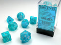 Dice - Chessex - Polyhedral Set (7 ct.) - 16mm - Cirrus - Aqua/Silver