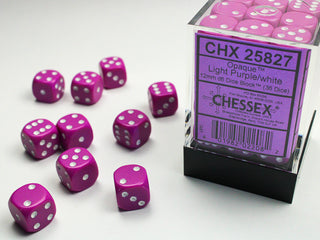 Dice - Chessex - D6 Set (36 ct.) - 12mm - Opaque - Light Purple/White