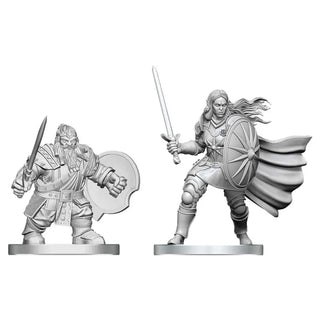 D&D - Nolzur's Marvelous Unpainted Miniatures - Dwarf Fighter & Orc Paladin