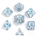Dice - Hymgho - Polyhedral Set (7 ct.) - 16mm - Solid Metal - Silver with Blue - Wizard