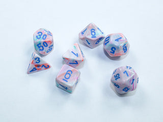 Dice - Chessex - Mini-Polyhedral Set (7 ct.) - Festive - Art/Blue