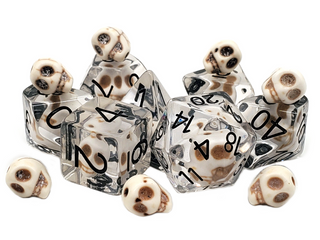Dice - Old School - Polyhedral Set (7 ct.) - Infused - Skull w/ White