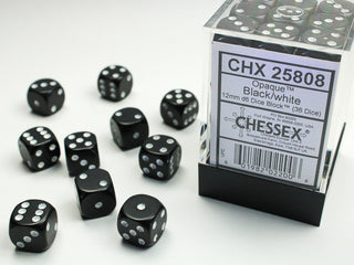 Dice - Chessex - D6 Set (36 ct.) - 12mm - Opaque - Black/White