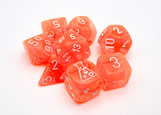 Dice - Chessex - Polyhedral Set (8 ct.) - 16mm - Lab Dice - Translucent - Neon Orange/White