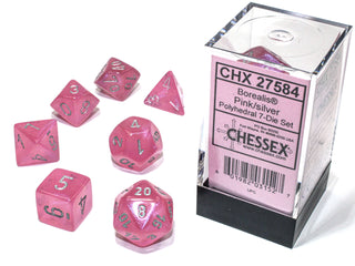 Dice - Chessex - Polyhedral Set (7 ct.) - Borealis - Pink/Silver