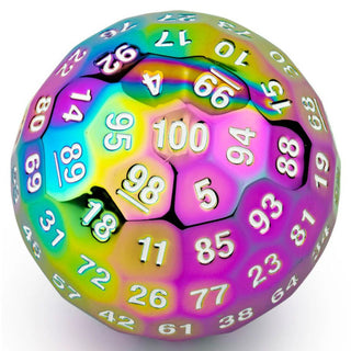 Dice - Hymgho - 50mm - d100 - Metal Titan's Fist - Rainbow