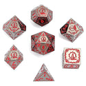 Dice - Hymgho - Polyhedral Set (7 ct.) - 16mm - Solid Metal - Gunmetal with Blood - Wizard