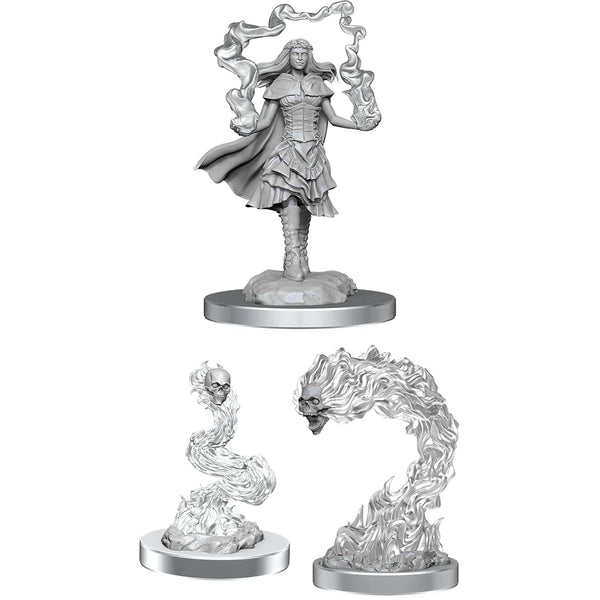 D&D - Nolzur's Marvelous Unpainted Miniatures - Dark Spellcaster & Flameskulls