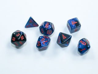 Dice - Chessex - Mini-Polyhedral Set (7 ct.) - Gemini - Black Starlight/Red