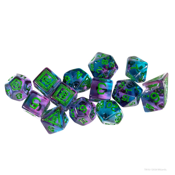 Dice - Sirius - Polyhedral RPG Set (14 ct.) - 16mm - Adventure Dice - Warlock Purple/Green