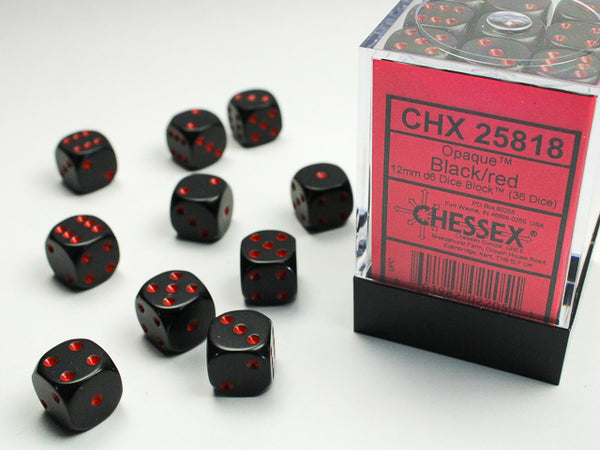Dice - Chessex - D6 Set (36 ct.) - 12mm - Opaque - Black/Red