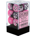 Dice - Chessex - D6 Set (12 ct.) - 16mm - Gemini - Black Pink/White