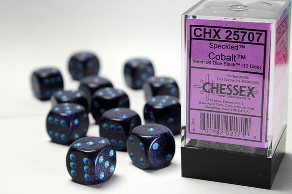 Dice - Chessex - D6 Set (12 ct.) - 16mm - Speckled - Cobalt