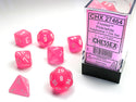 Dice - Chessex - Polyhedral Set (7 ct.) - 16mm - Frosted - Pink/White