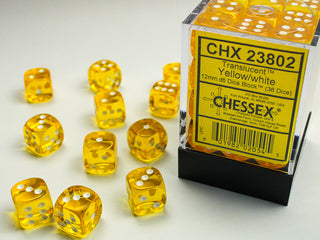 Dice - Chessex - D6 Set (36 ct.) - 12mm - Translucent - Yellow/White