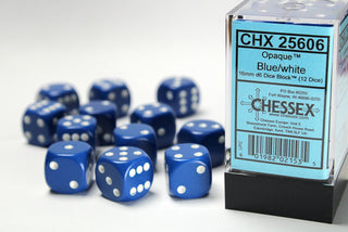 Dice - Chessex - D6 Set (12 ct.) - 16mm - Opaque - Blue/White