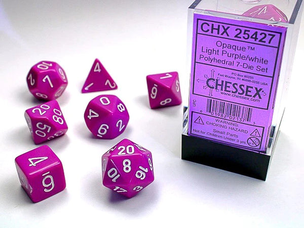 Dice - Chessex - Polyhedral Set (7 ct.) - 16mm - Opaque - Light Purple/White