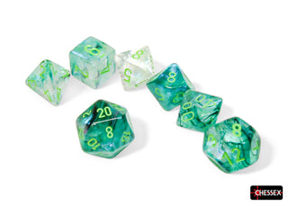Dice - Chessex - Polyhedral Set (7 ct.) - 16mm - Borealis - Kelp/Light-Green