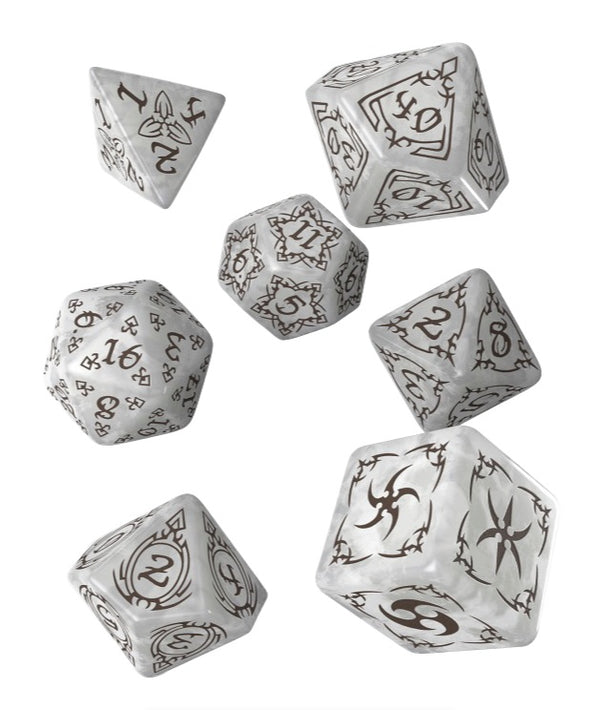 Dice - Q-Workshop - Tribal Dice Set - Pearl & Brown (7 ct.)