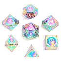 Dice - Hymgho - Polyhedral Set (7 ct.) - 16mm - Solid Metal - Rainbow with White - Wizard