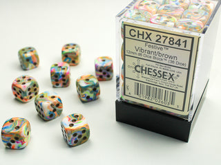 Dice - Chessex - D6 Set (36 ct.) - 12mm - Festive - Vibrant/Brown