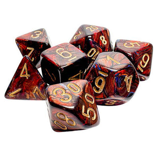 Dice - Chessex - Mega Hedrals Set (7 ct.) - Scarab - Blue Blood/Gold
