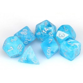 Dice - Chessex - Mini-Polyhedral Set (7 ct.) - Luminary - Sky Blue/Silver