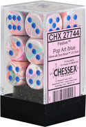 Dice - Chessex - D6 Set (12 ct.) - 16mm - Festive - Pop Art/Blue