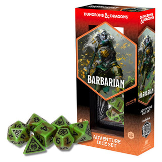 Dice - Sirius - Polyhedral RPG Set (14 ct.) - 16mm - Adventure Dice - Barbarian Green/Brown