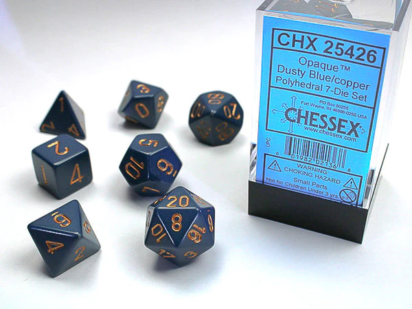 Dice - Chessex - Polyhedral Set (7 ct.) - 16mm - Opaque - Dusty Blue/Copper
